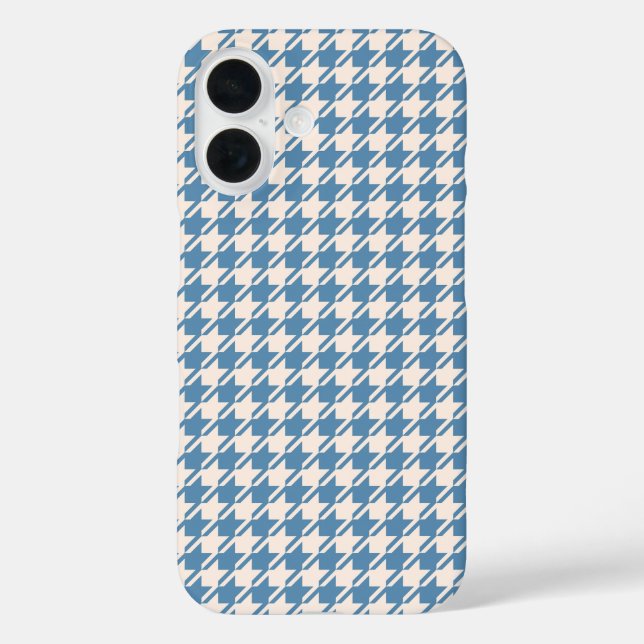 Coques Case-Mate iPhone Houndstooth Blue+Cream Rpt Motif (Verso)