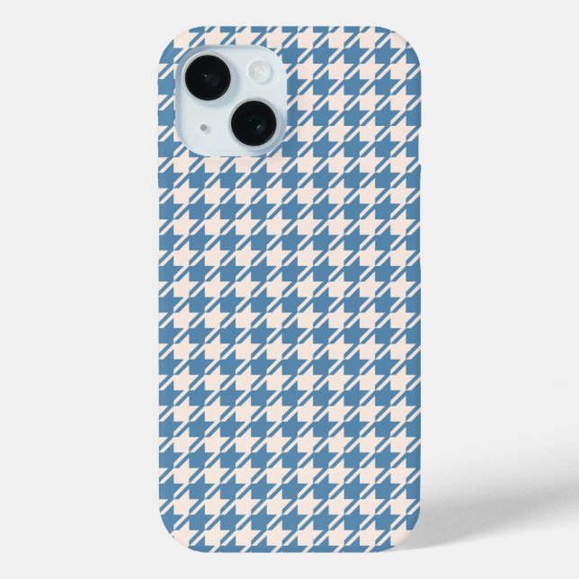 Coques Case-Mate iPhone Houndstooth Blue+Cream Rpt Motif (Verso)