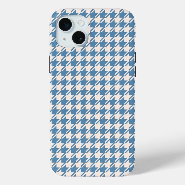 Coques Case-Mate iPhone Houndstooth Blue+Cream Rpt Motif (Verso)