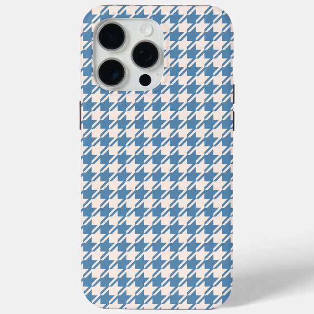 Coques Case-Mate iPhone Houndstooth Blue+Cream Rpt Motif (Verso)