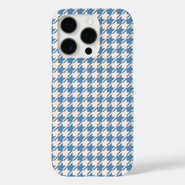 Coques Case-Mate iPhone Houndstooth Blue+Cream Rpt Motif (Verso)