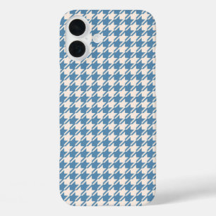 Coque Pour iPhone 16 Plus Houndstooth Blue+Cream Rpt Motif