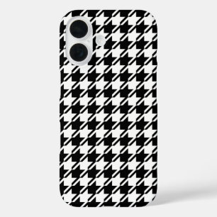 Coque Pour iPhone 16 Houndstooth BW Rpt Motif