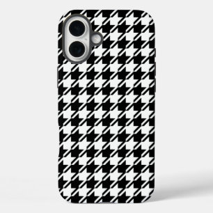 Coque Pour iPhone 16 Plus Houndstooth BW Rpt Motif