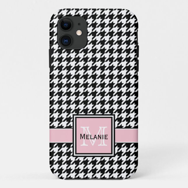 Coques Case-Mate iPhone Houndstooth graphique tendance avec Monogramme per (Dos)