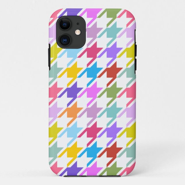 Coques Case-Mate iPhone Houndstooth Multicolor+White Big Motif (Dos)