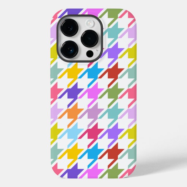 Coques Case-Mate iPhone Houndstooth Multicolor+White Big Motif (Verso)