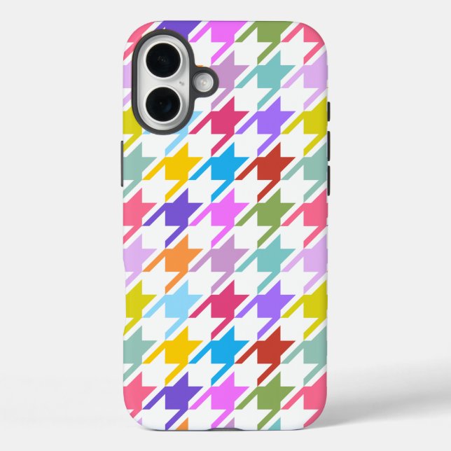 Coques Case-Mate iPhone Houndstooth Multicolor+White Big Motif (Verso)