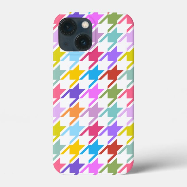 Coques Case-Mate iPhone Houndstooth Multicolor+White Big Motif (Verso)