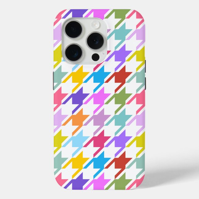 Coques Case-Mate iPhone Houndstooth Multicolor+White Big Motif (Verso)