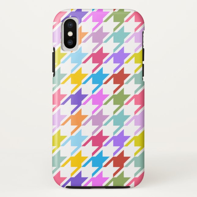 Coques Case-Mate iPhone Houndstooth Multicolor+White Big Motif (Dos)