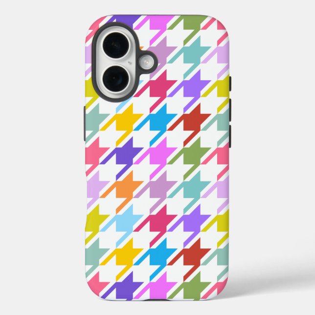 Coques Case-Mate iPhone Houndstooth Multicolor+White Big Motif (Verso)