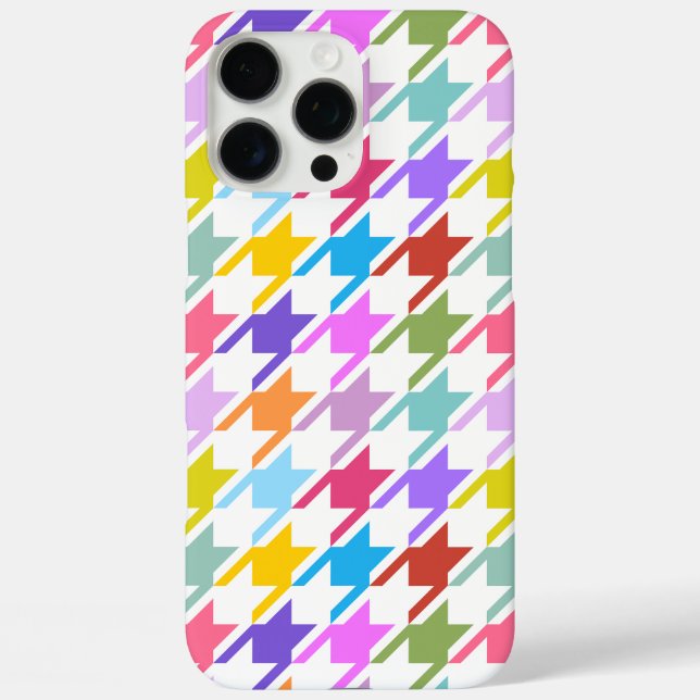 Coques Case-Mate iPhone Houndstooth Multicolor+White Big Motif (Verso)