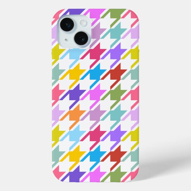 Coques Case-Mate iPhone Houndstooth Multicolor+White Big Motif (Verso)