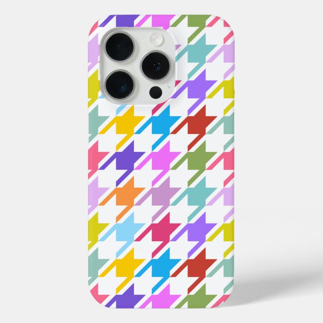 Coques Case-Mate iPhone Houndstooth Multicolor+White Big Motif (Verso)
