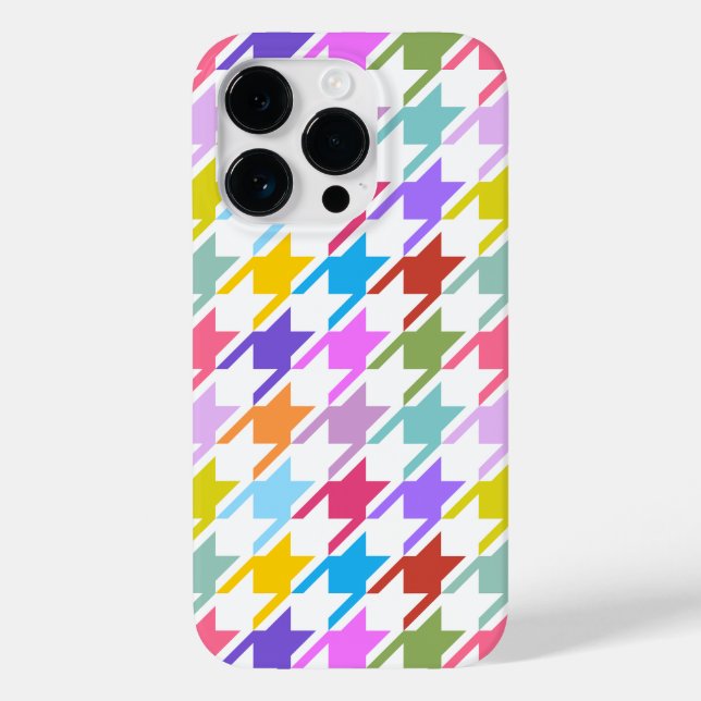 Coques Case-Mate iPhone Houndstooth Multicolor+White Big Motif (Verso)