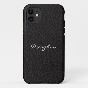Coque iPhone 11 Housse en texture de cuir noir pour iPhone 5