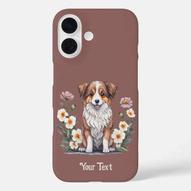 Coques Case-Mate iPhone Hübscher Collie umringt von Blumen - (Verso)