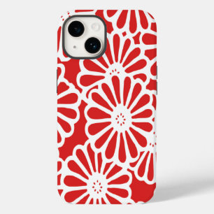Coque Pour iPhone 14 Humeurs asiatiques rouges florales