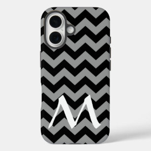 Coques iPhone 16 Humeurs marocaines noires Chevrons avec monogramme