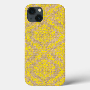 Etui iPhone 13 Humidité parisienne jaune Damas
