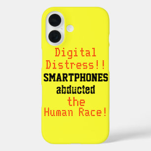 Coques iPhone 16 Humour de détresse numérique jaune rouge
