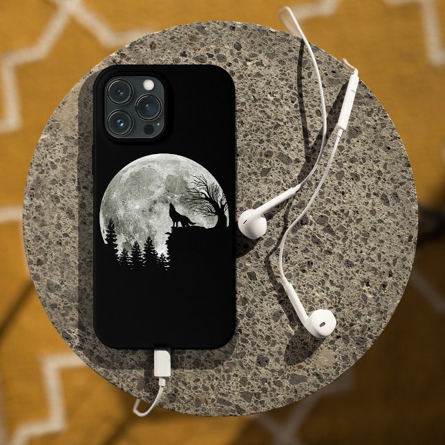 Coques Case-Mate iPhone Hurlement de loup sur la lune d'Halloween de la mo (Créateur téléchargé)