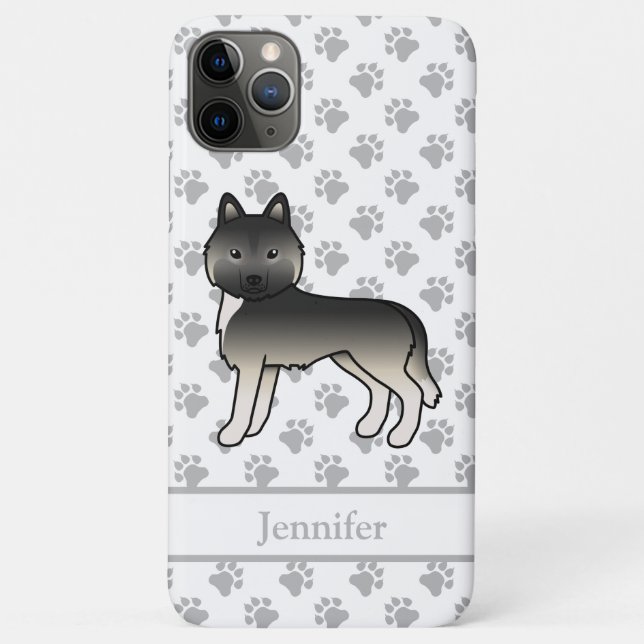Coques Case-Mate iPhone Husky sibérien agouti Dessin animé de chien & nom (Dos)