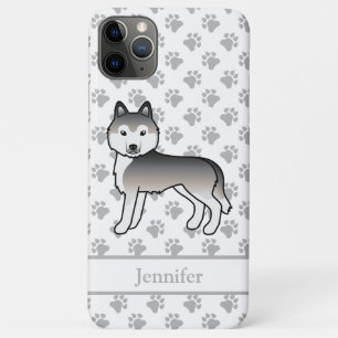 Case-Mate iPhone Case Husky Sibérien Gris Dessin Animé Chien & Nom