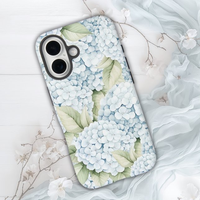 Coques Case-Mate iPhone Hydrangea Bleue Élégante Aquarelle  (Créateur téléchargé)