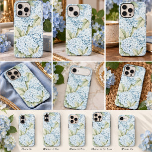 Coque Pour iPhone 16 Hydrangea Bleue Élégante Aquarelle