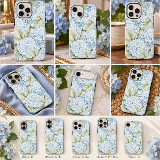 Coque Pour iPhone 16 Hydrangea Bleue Élégante Aquarelle