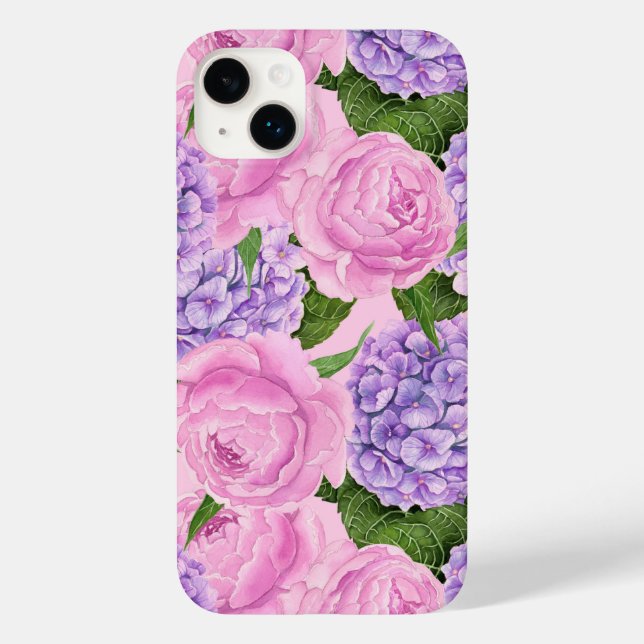 Coques Case-Mate iPhone Hydrangea et motif de pivoine (Verso)