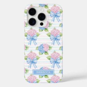 Coque iPhone 16 Pro Hydrangeas Bleus et Roses