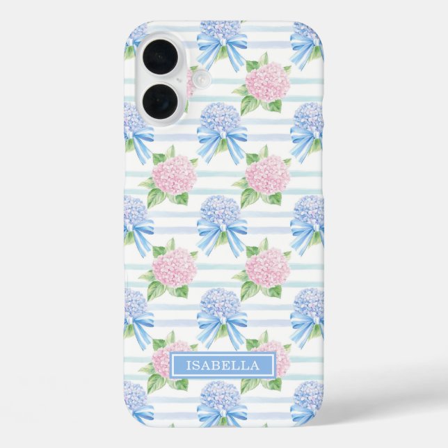 Coques Case-Mate iPhone Hydrangeas Rayées Rose et Bleu (Verso)