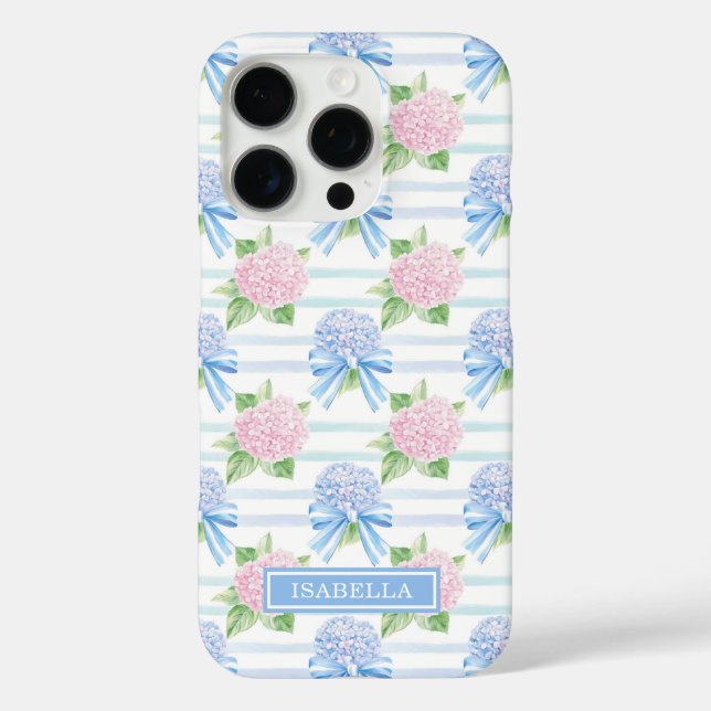 Coques Case-Mate iPhone Hydrangeas Rayées Rose et Bleu (Verso)