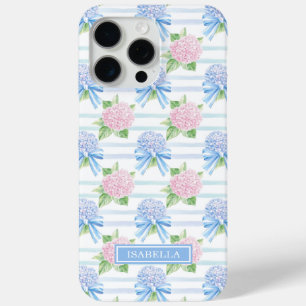 Coque Case-Mate iPhone Hydrangeas Rayés Rose et Bleu