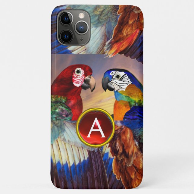 COQUES Case-Mate iPhone HYPER PARROTS /ROUGE ET BLEUE ARA GEMSTONE MONOGRA (Dos)