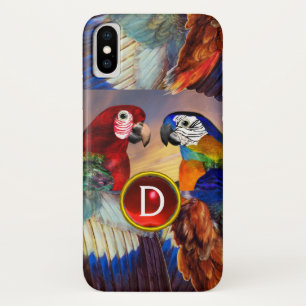 COQUE Case-Mate POUR iPhone HYPER PARROTS /ROUGE ET BLEUE ARA GEMSTONE MONOGRA