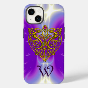 Coque Pour iPhone 14 HYPER VALENTINE MONOGRAM rose Fuchsia violet