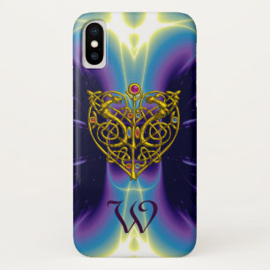 Coque iPhone X HYPER VALENTINE MONOGRAM rose Fuchsia violet