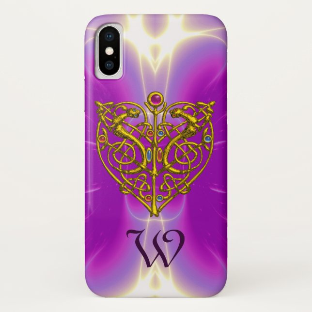 Coques Case-Mate iPhone HYPER VALENTINE MONOGRAM rose Fuchsia violet (Dos)