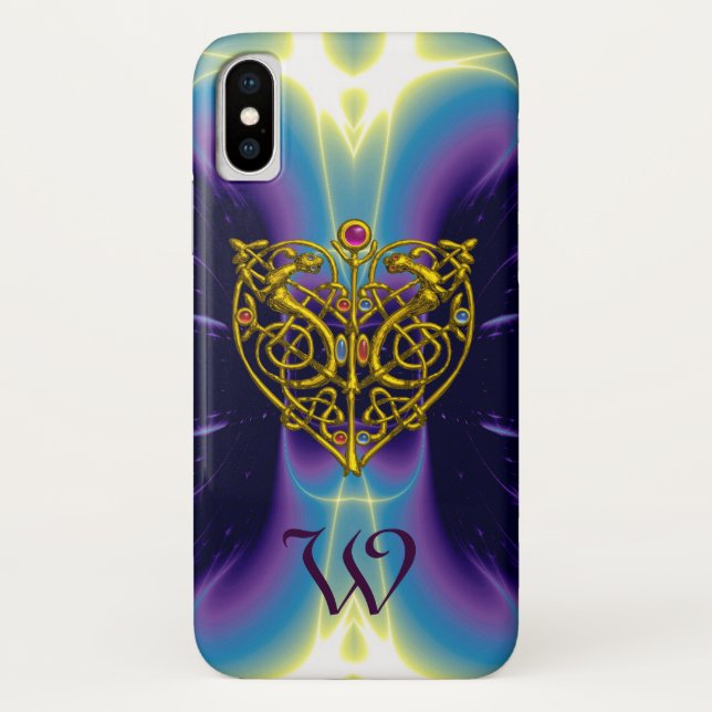Coques Case-Mate iPhone HYPER VALENTINE MONOGRAMME Rose Fuchsia Violet (Dos)