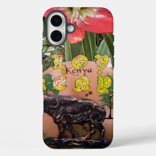 Coques iPhone 16 Plus I (Coeur) Kenya Buffalo Patch/Print