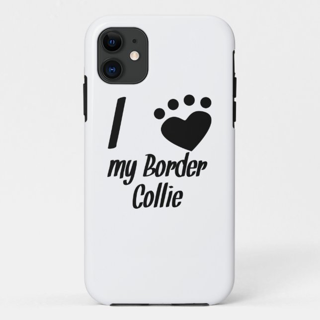 Coques Case-Mate iPhone I coeur mon border collie (Dos)