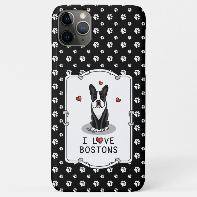 Coques Case-Mate iPhone I Love Bostons Boston Terriers (noir et blanc) (Dos)
