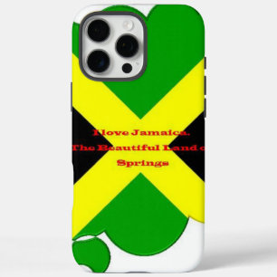 Coques iPhone 16 Pro Max I Love Jamaica Text on Flag Art Print