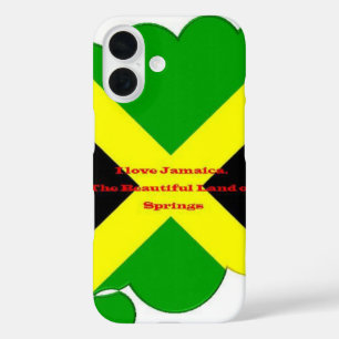 Coques iPhone 16 I Love Jamaica Text on Flag Art Print