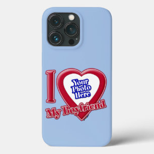 Case-Mate iPhone Case I Love My Boyfriend Photo Red Heart Baby Blue