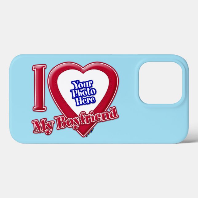 Coques Case-Mate iPhone I Love My Boyfriend Photo Red Heart Blue Horizon (Verso (horizontal))